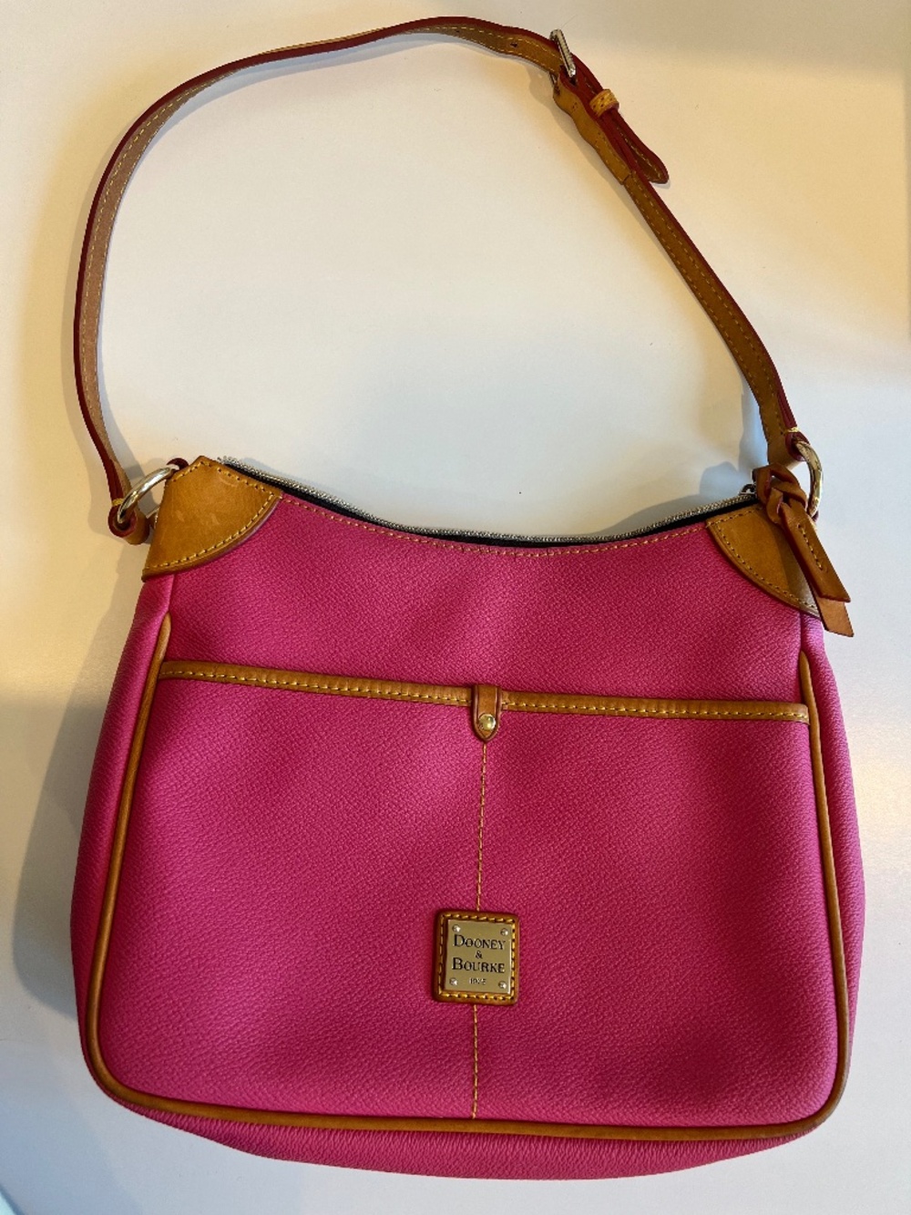 Dooney & Bourke Hot Pink Pebble Leather Crossbody Hobo Bag
